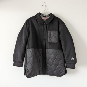Hurley Women's Tilden Mixed Media Onion Quilt Shacket Size Medium Black NEW